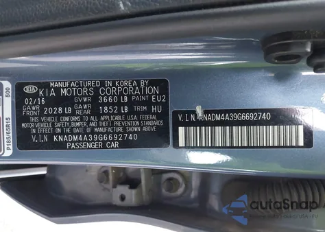2016 Kia Rio Lx z USA, uszkodzony, nr VIN KNADM4A39G6692740